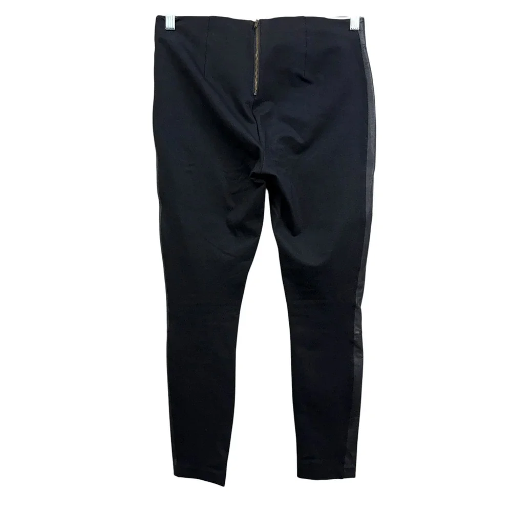 J. Crew Women Ponte Knit Leggings Vegan Leather Trim Panel High Waist Black 8*